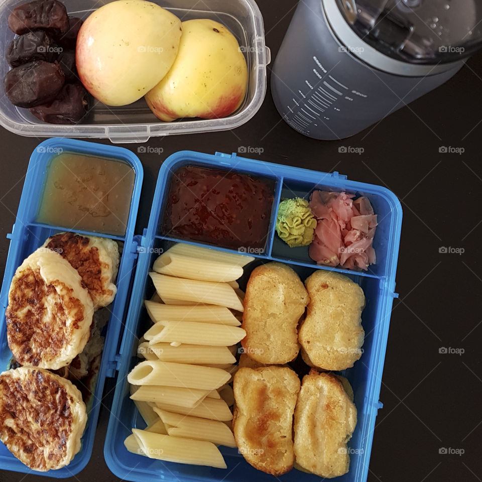 Lunchboxes at school and work with homemade food
