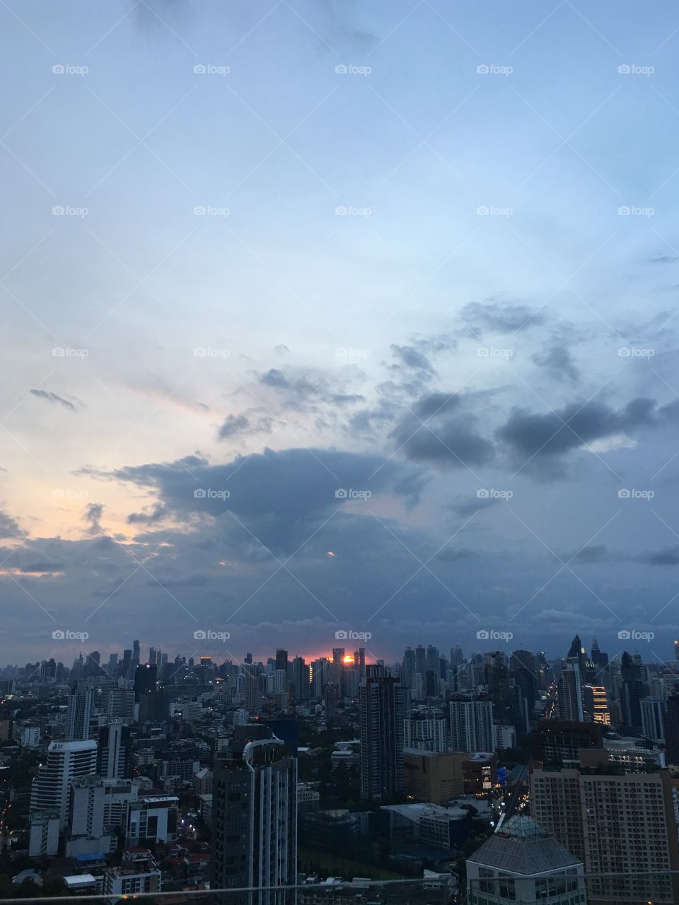 Sunset at the top of building