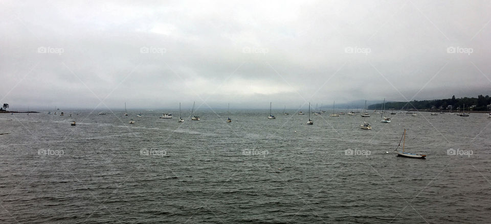 Impending summer storm on Belfast harbor in Maine