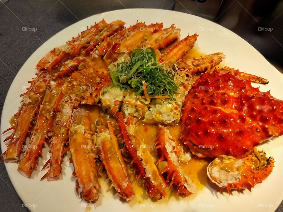 Delicious sea food boiled crab dishes