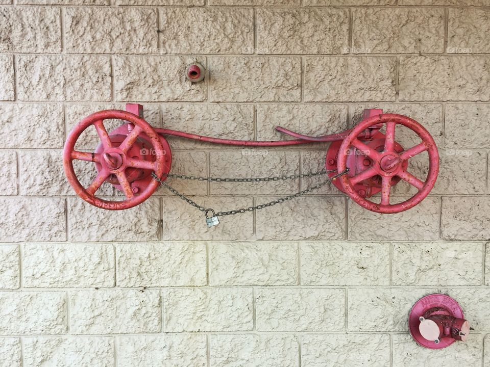 Red Wheel Emergency Water Line in Case of Fire