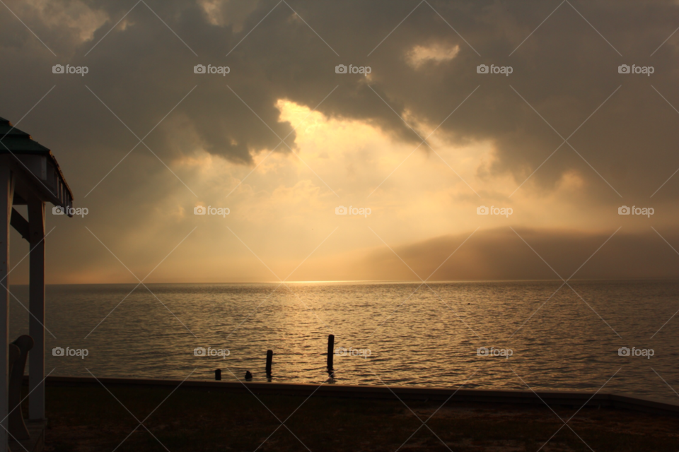 beach sky sunset clouds by ipixxiqi