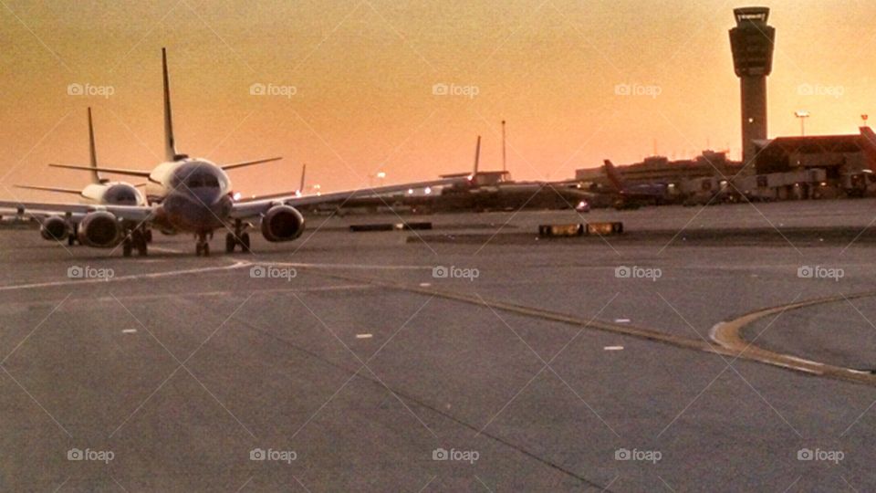Flying out if Phoenix at sunset.