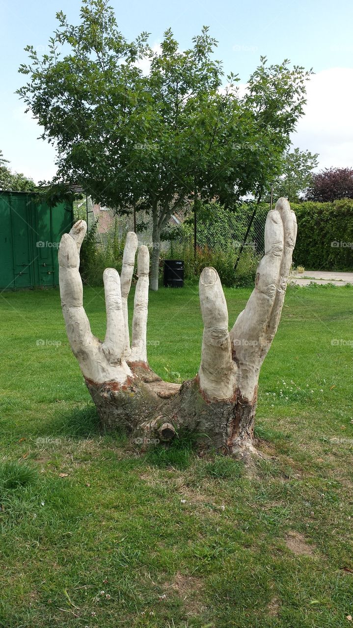 The hand sculpture