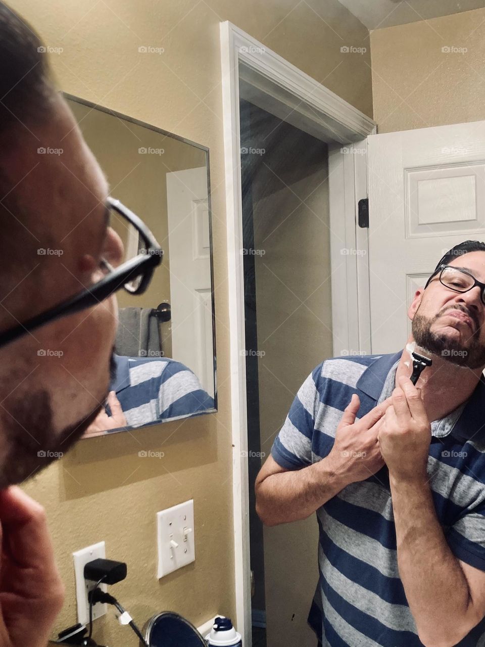 Men’s beard shaving photography mission 