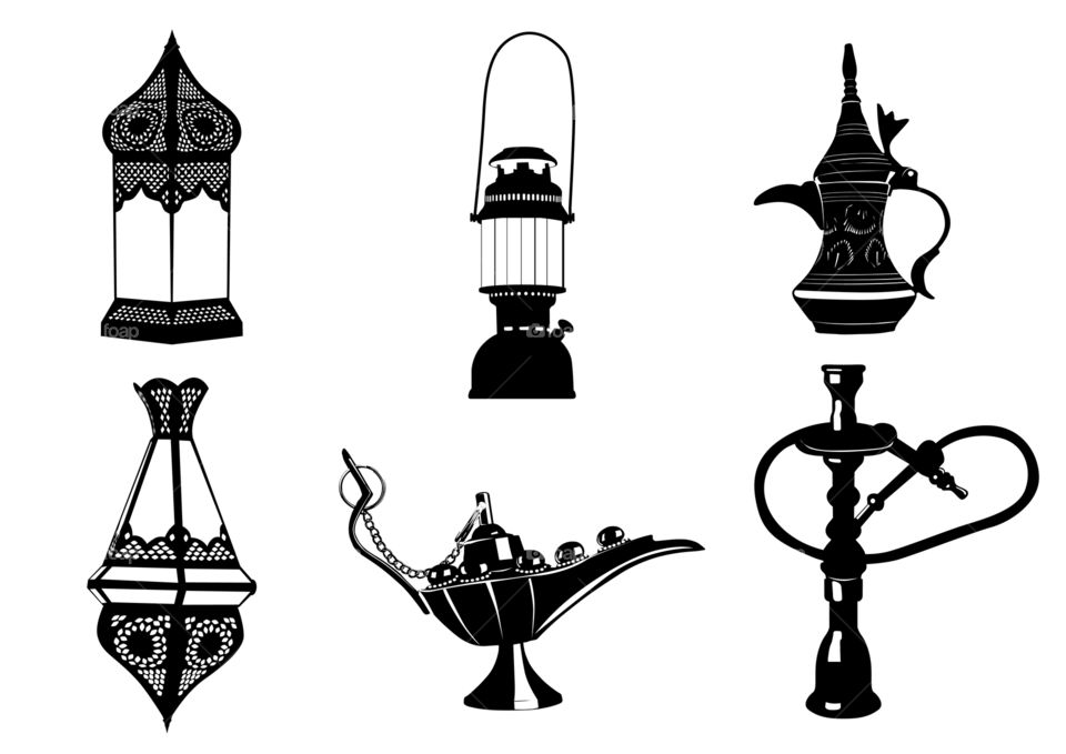 Illustration of antique middle eastern objects