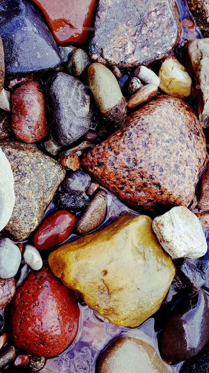 Colorful stones on the beach.