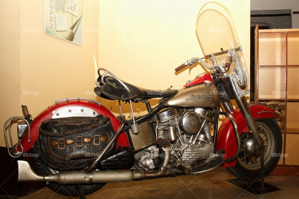 Old classic Harley Davidson in a museum in Guantanamo.