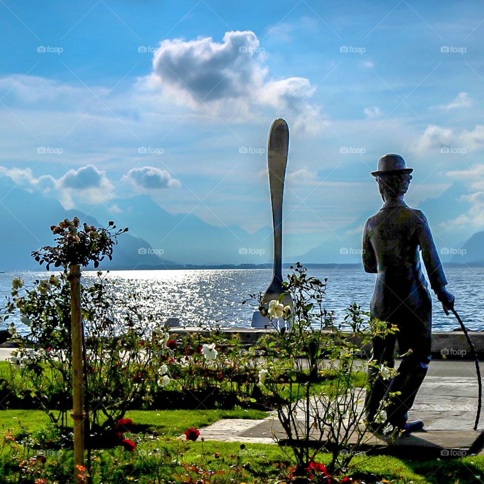 Chaplin and the fork, Vevey Switzerland. 