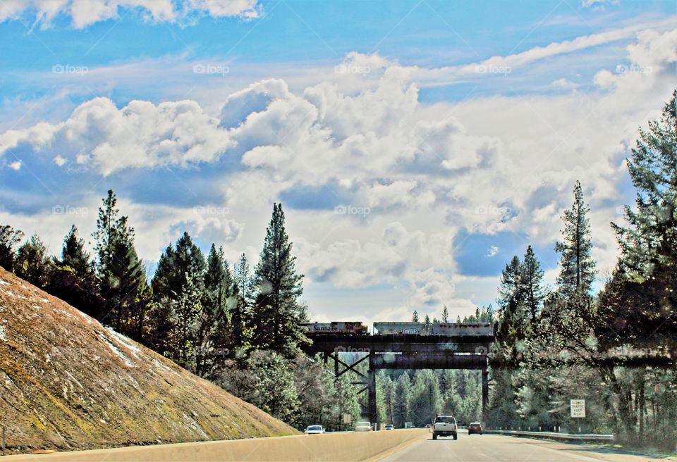 road trip in the mountains on a cloudy sunny day