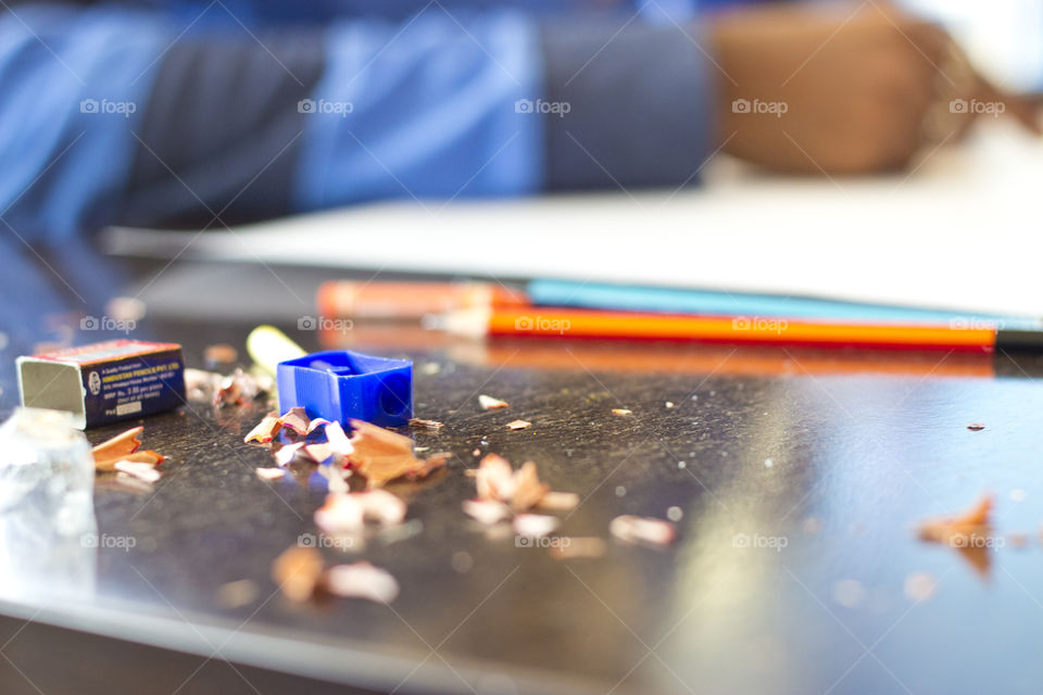 Sharpener and pencil waste wood