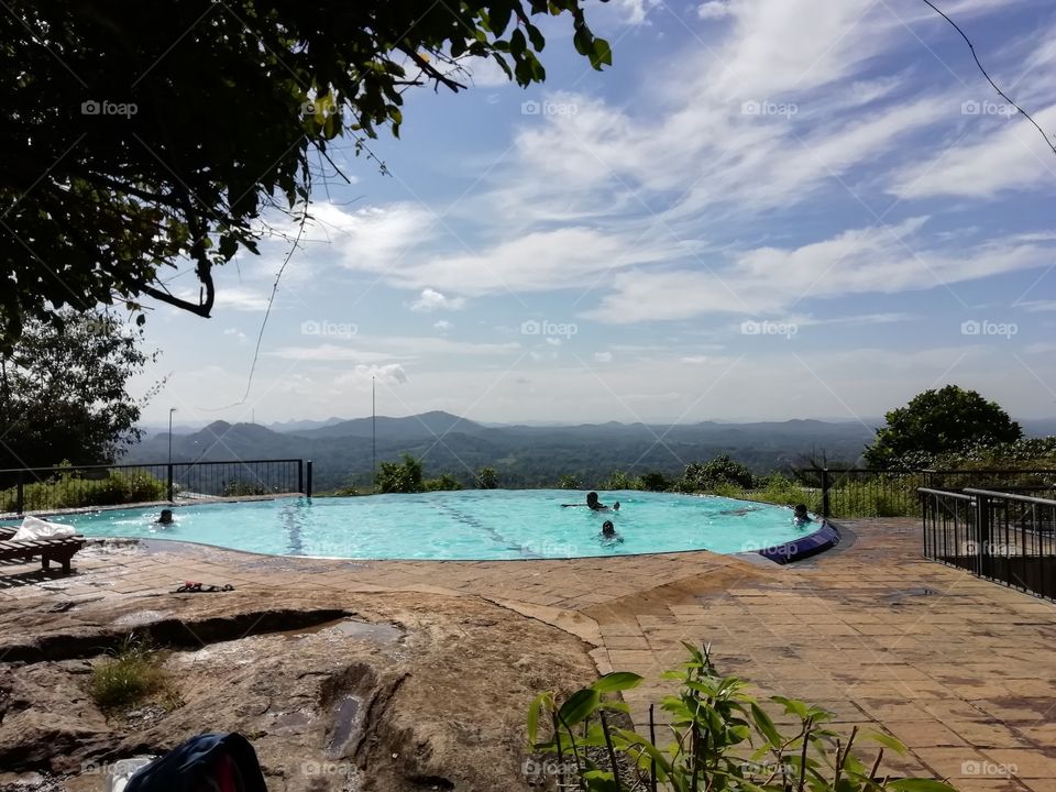 swimming pool with epic background