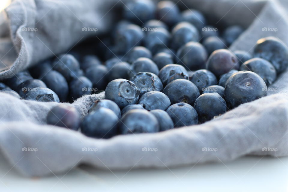 Blueberries on table