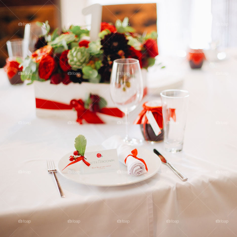 Arrangement on restaurant table