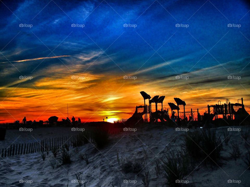 Sunset view over beach