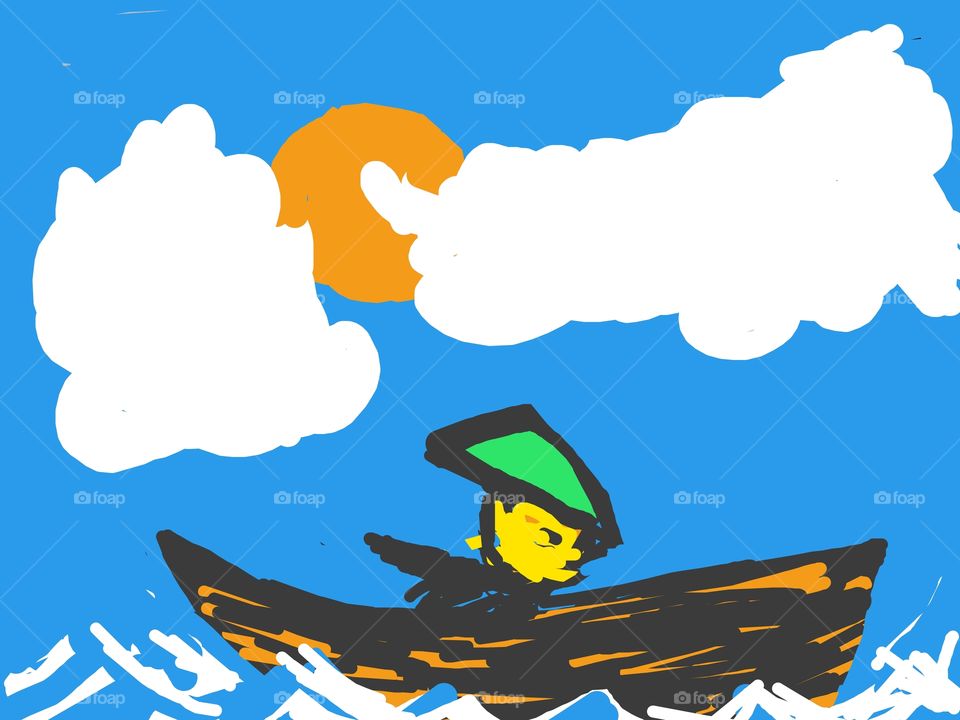 Abstract background photo, people riding a boat