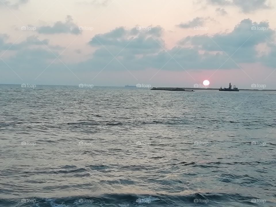 Sunset near the harbour