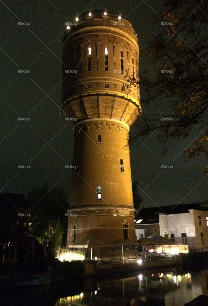 Watertower by night