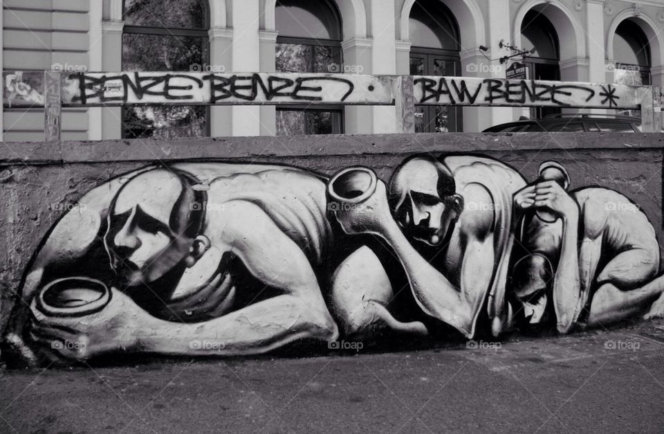 Graffiti wall in Prague.