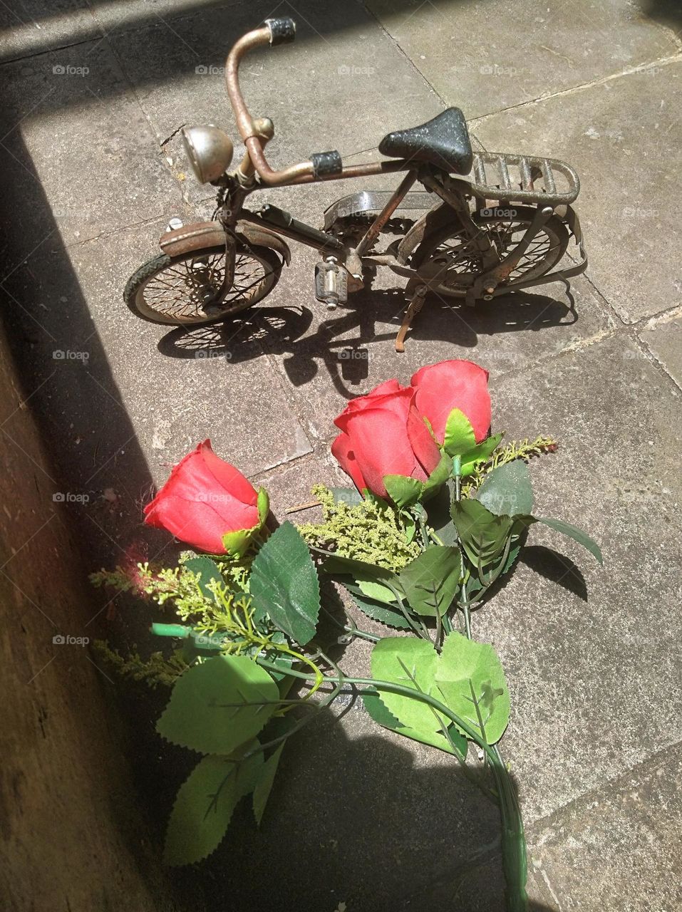 Bicycles and roses symbolize love