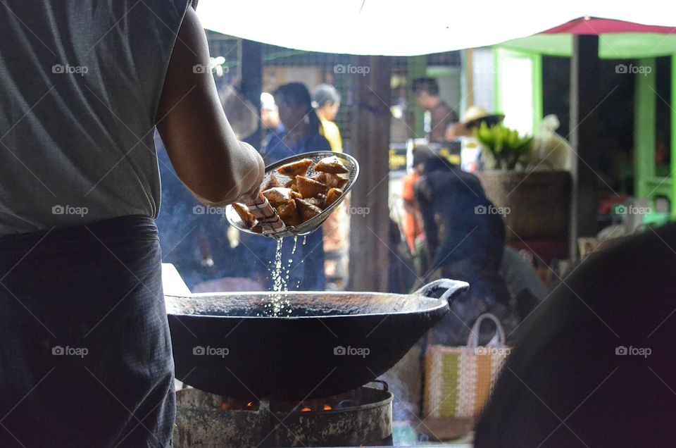 street food on a market of Inle lake - Myanmar - August 2015