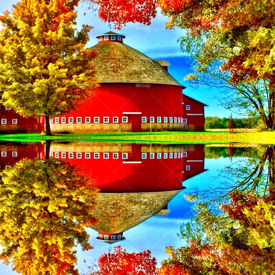 Fall and an old round barn. 