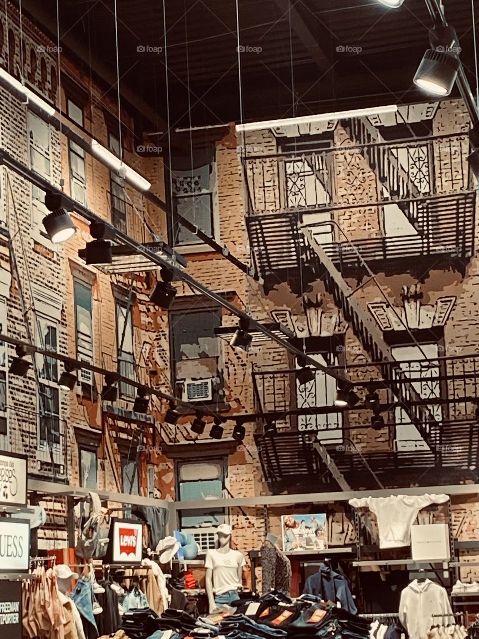 American-style interior decoration in a clothing store in France