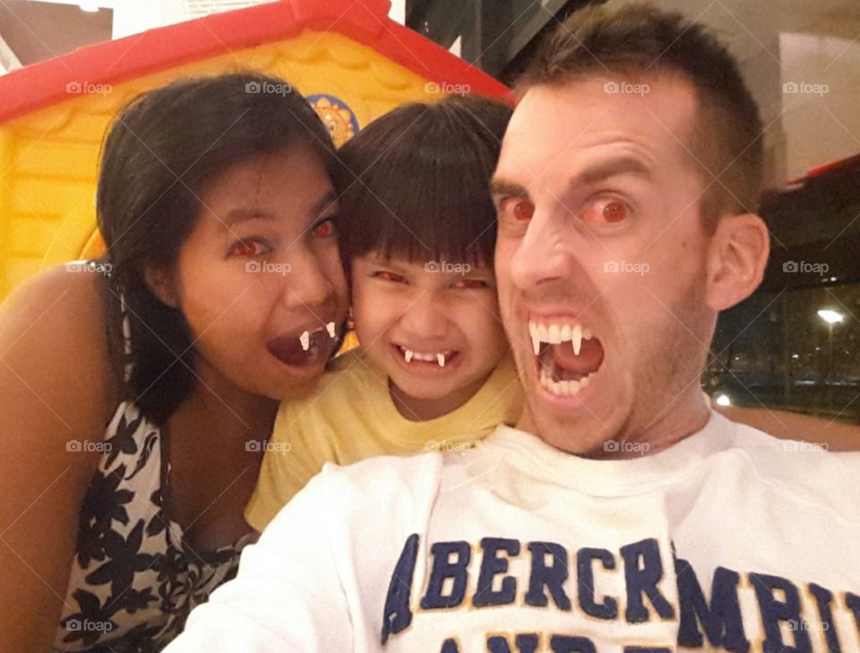 Family vampire. holiday fun together