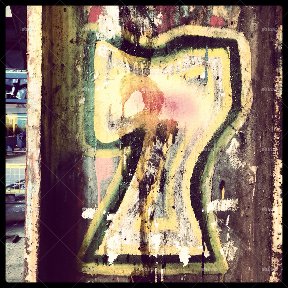 graffiti lucky number seven steel beam hartlepool by cyberegg