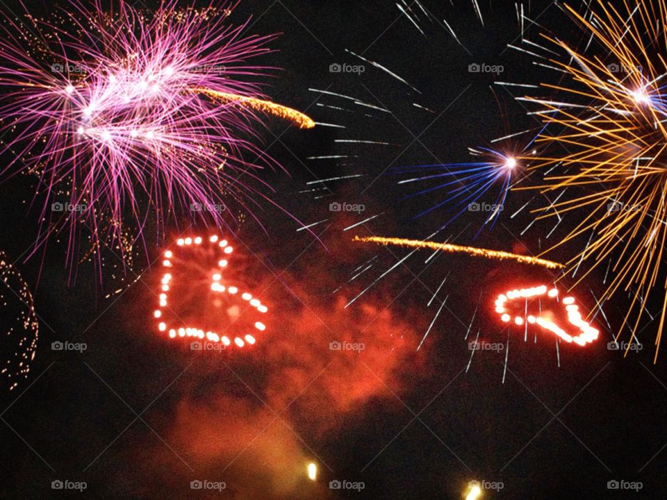 Fireworks and hearts. Fireworks and hearts

