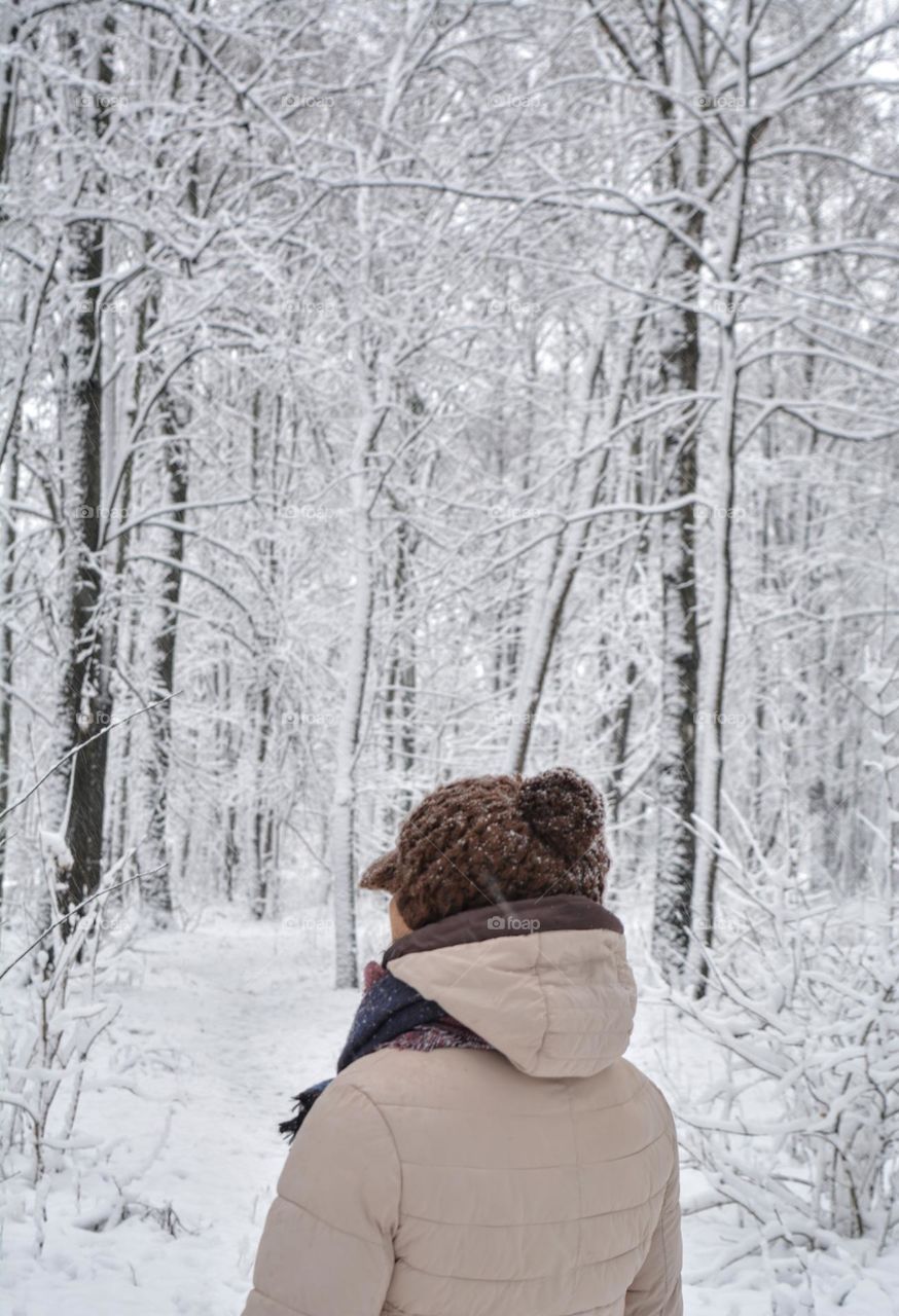 woman in winter park