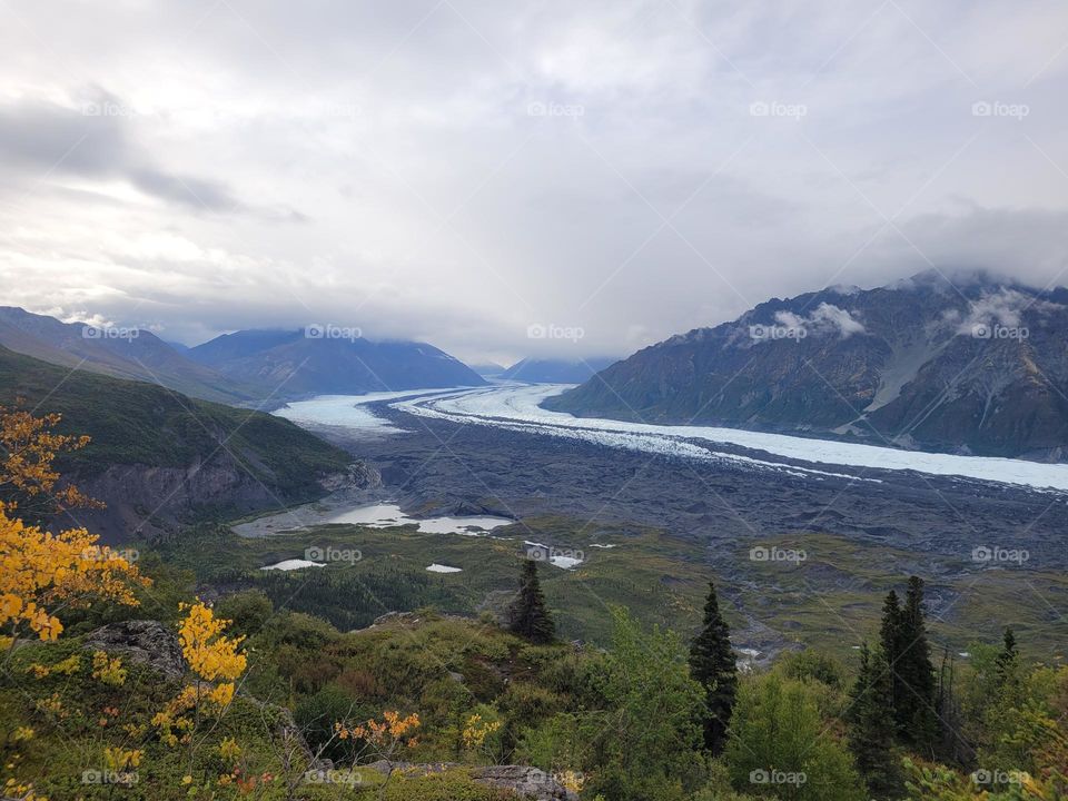 overlooking the natanuska glacier in Alaska during fall