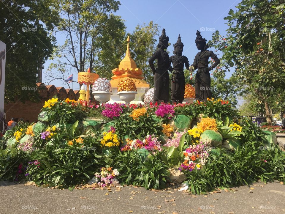 Floral arrangement float in chiang Mai Thailand made for the Chinese New Year 2016