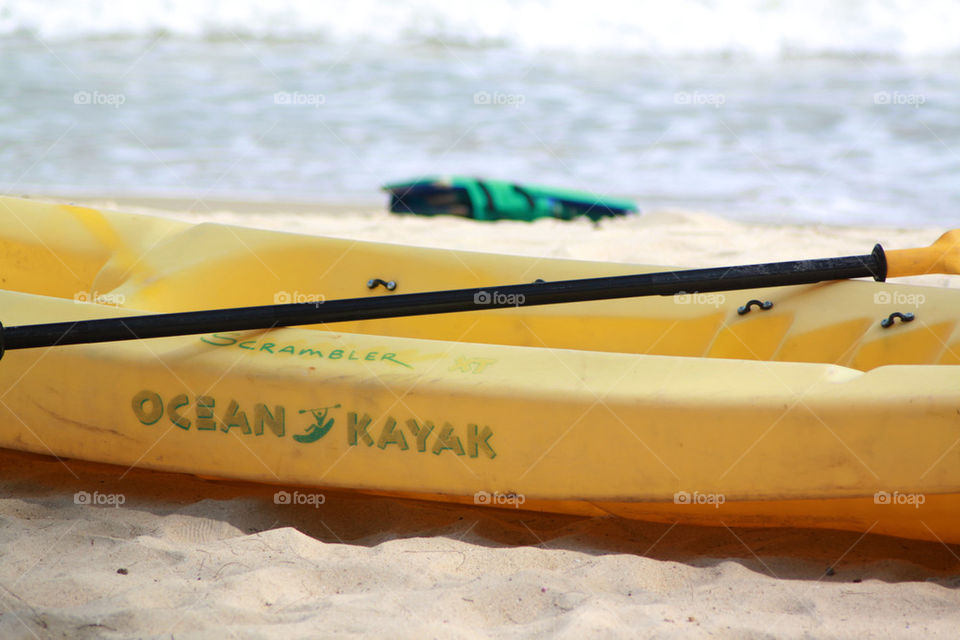 Kayak by the beach. water sport activity