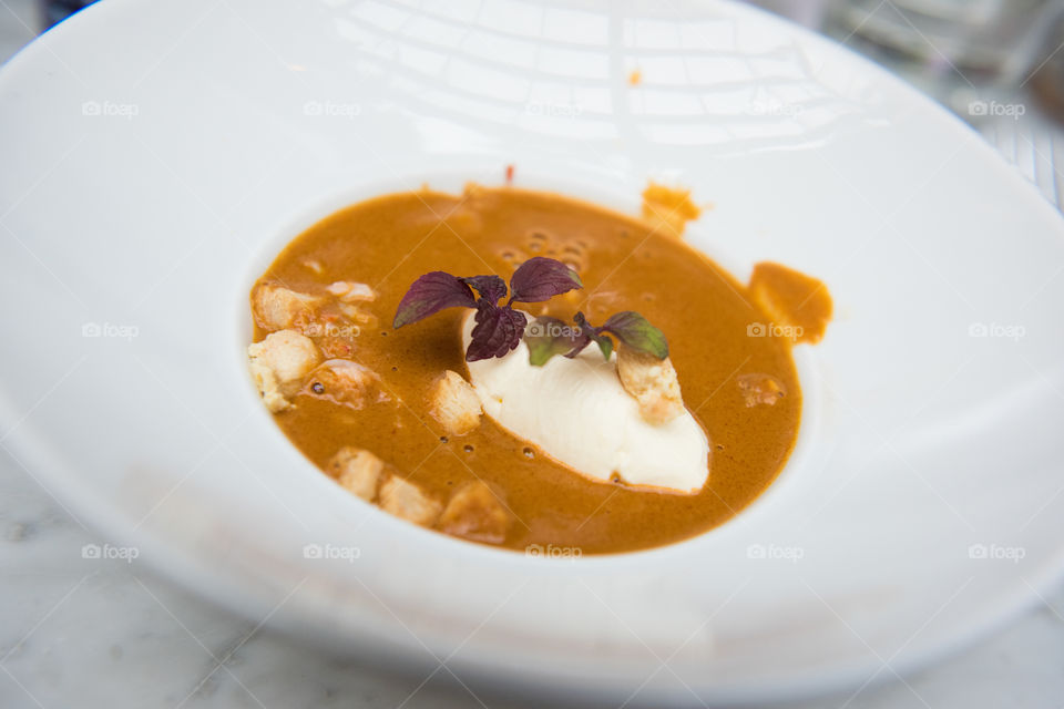 lobster soup from famous restaurant Stures in Stockholm Sweden.