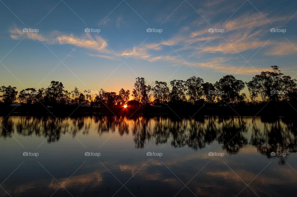 Sunset reflecting on a lake 