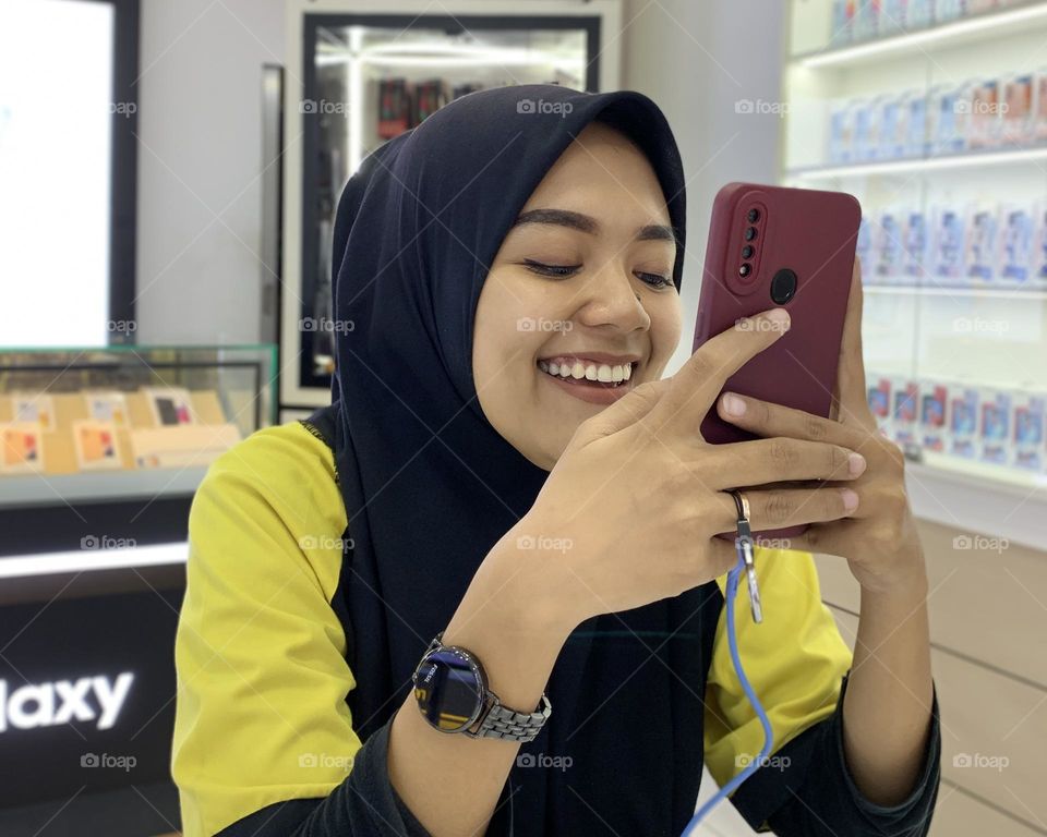 happy to get message from boyfriend