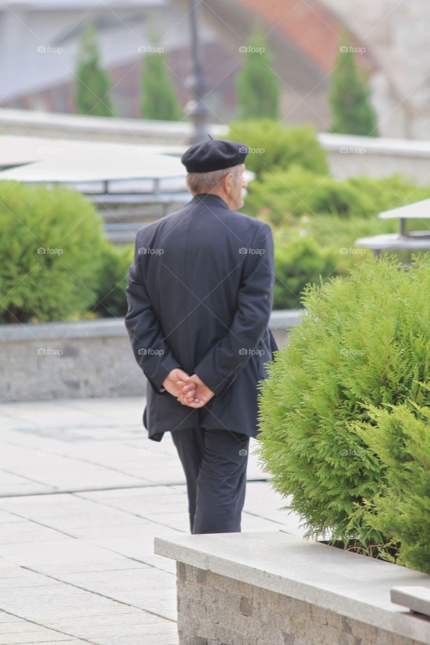 Man taking a leisurely stroll