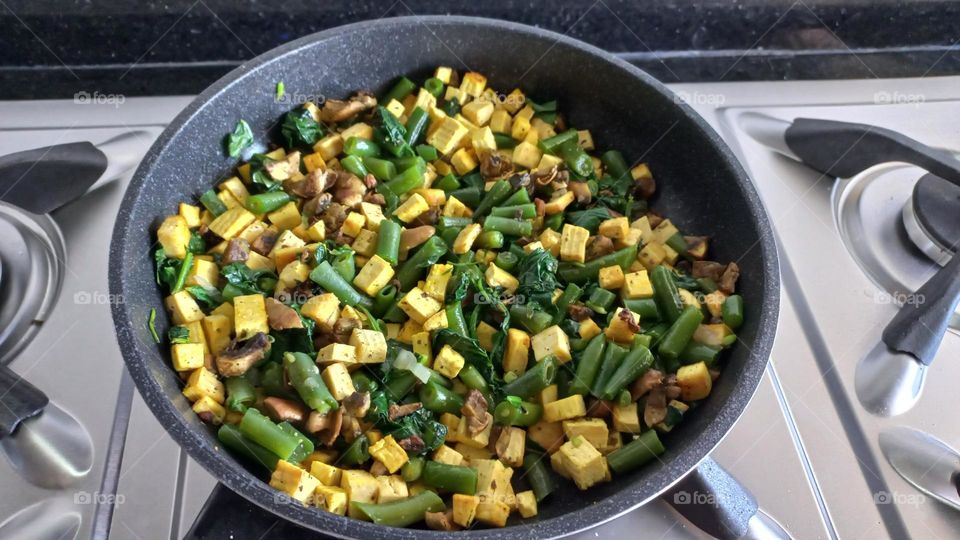 Sarten tofu y ejotes