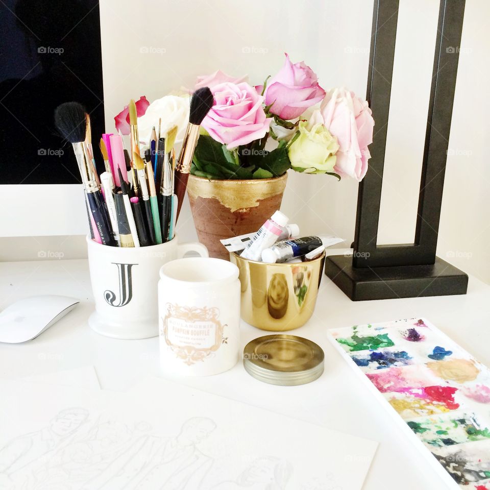Flowers on desk