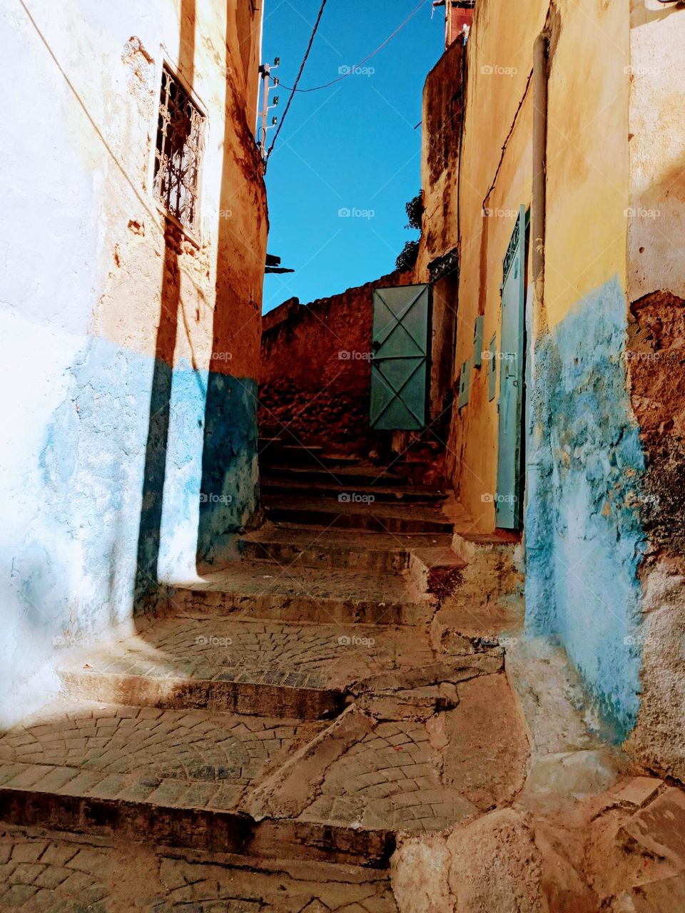 Old staircase on village Bhalil of morocco