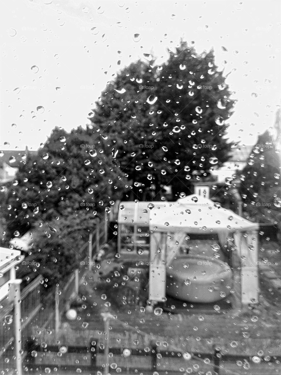 water droplets on my window taken in black and white