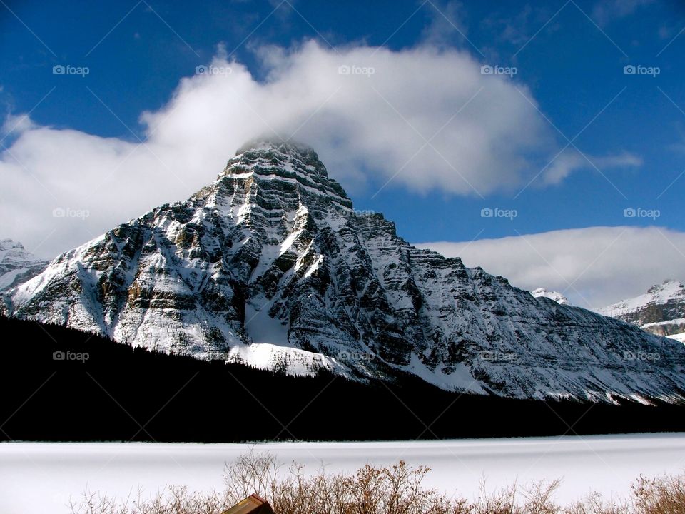 One of the peaks visible during the scenic drive along the Icefields Parkway in Alberta, Canada.