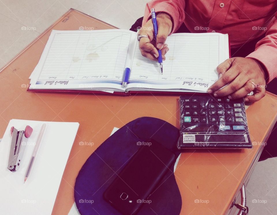 Office desk
Man at work