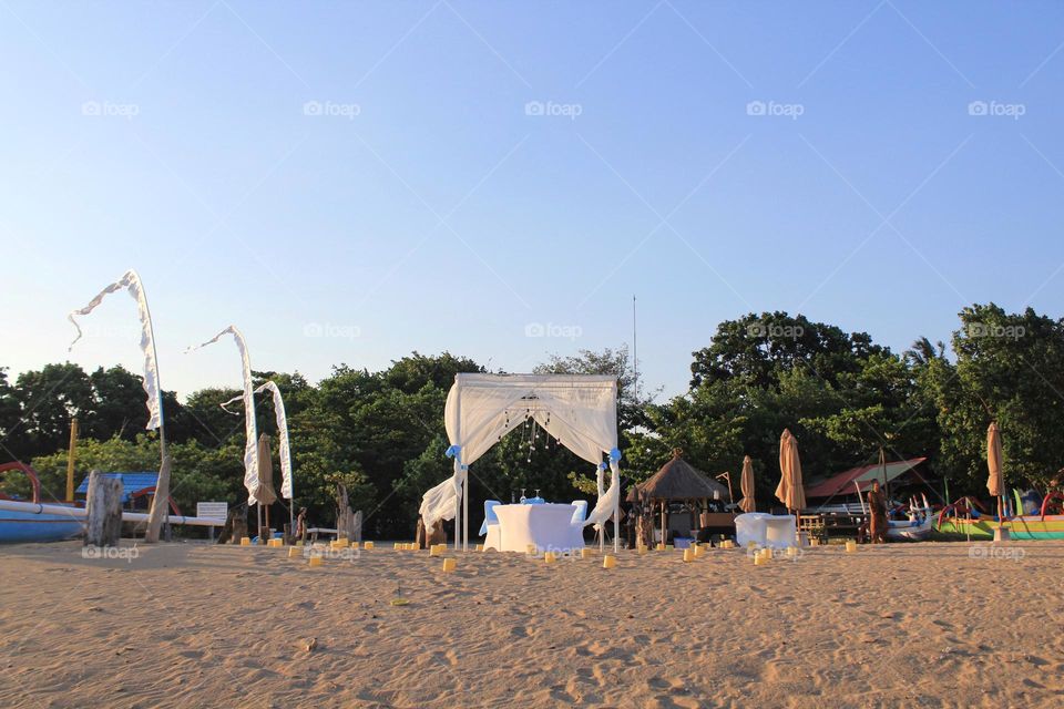 Romantic evenings along Sanur resort area of Bali island