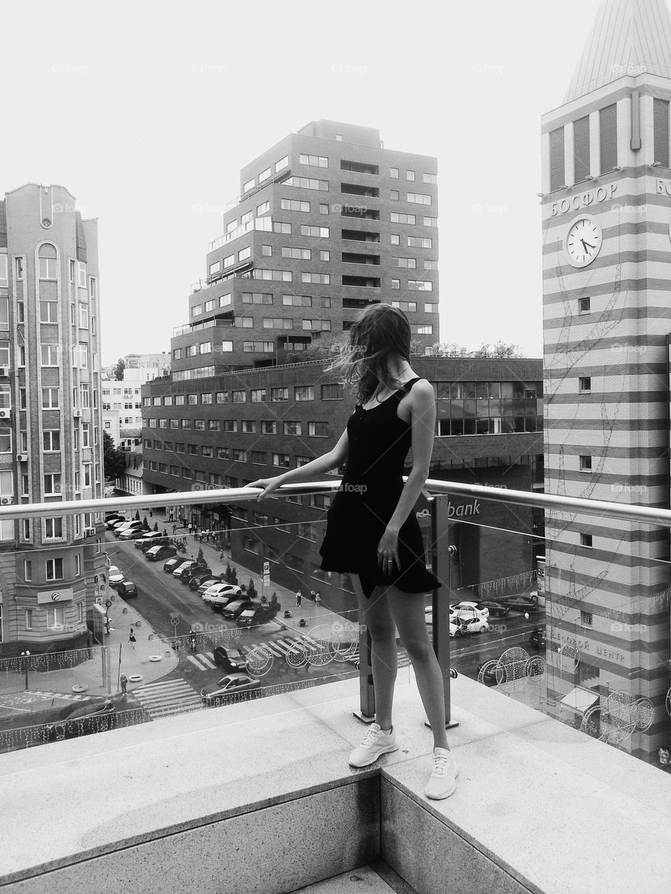 city building black and white