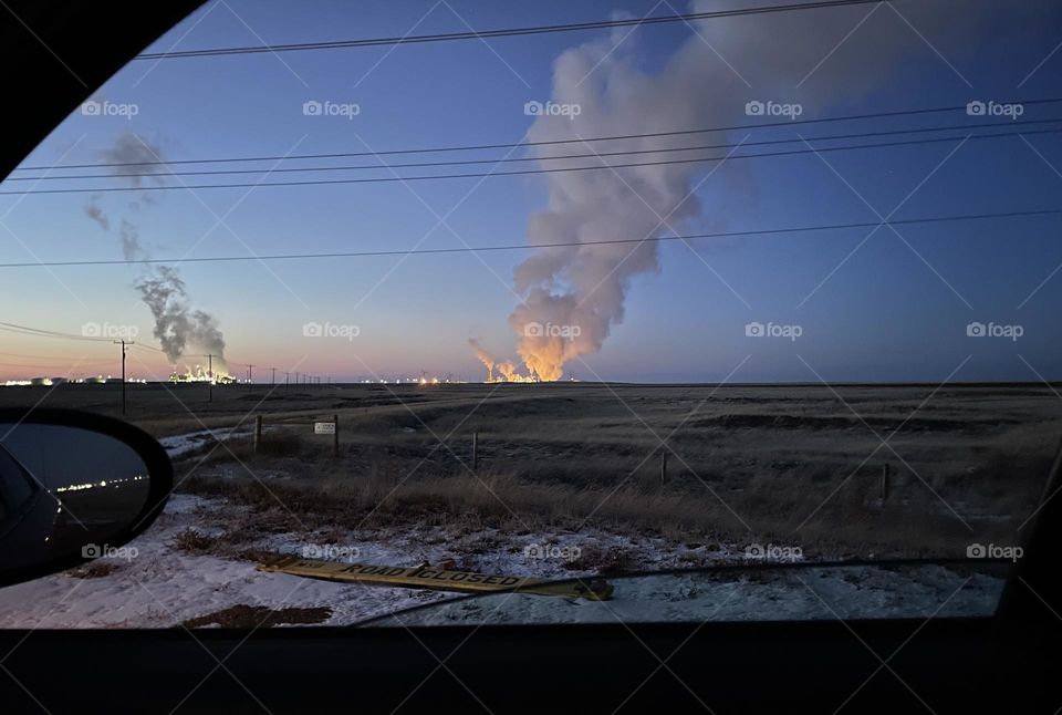 Quick view from my car window, 2 factories that I pass by every night on my way home