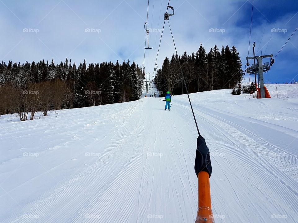 In the ski lift