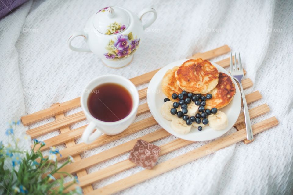 Morning breakfast in bed