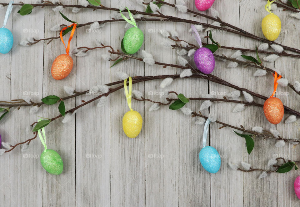 Easter eggs on branches
